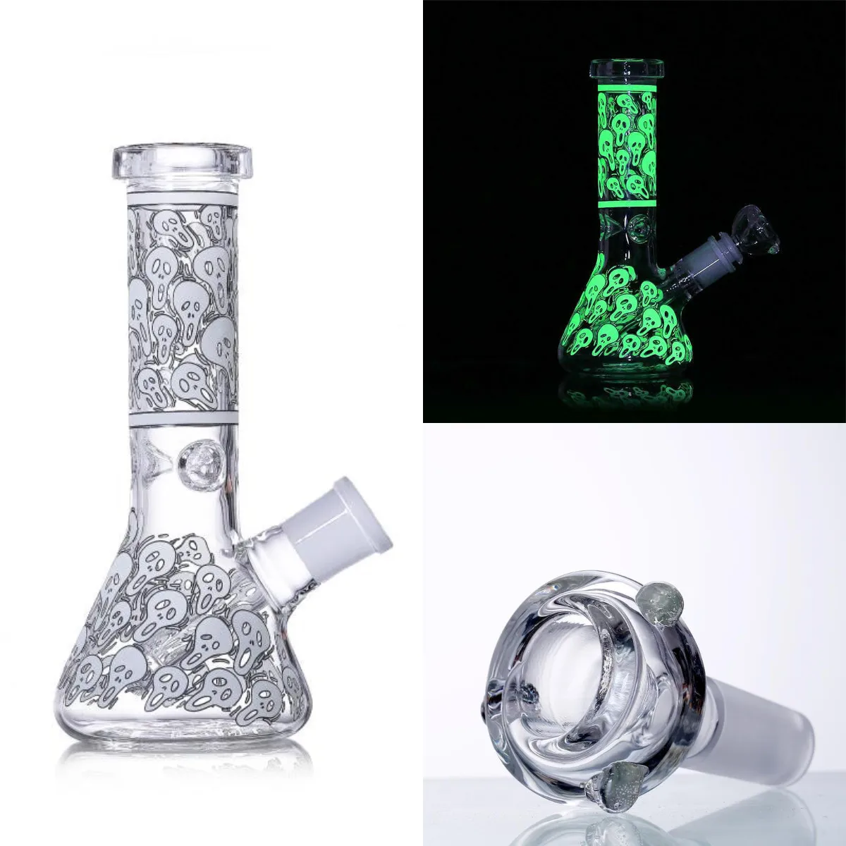

8" Skull Beaker Glass Oil Lamp for Home Decor-Glow in Dark
