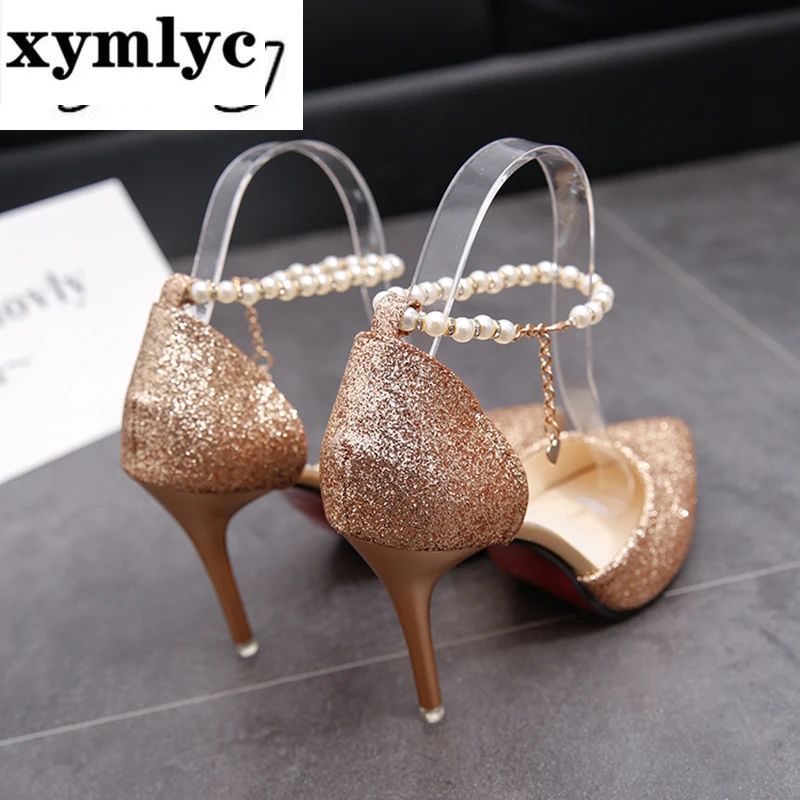 Женские босоножки на высоком каблуке xymlyc Новинка лета 2020 туфли-лодочки с острым