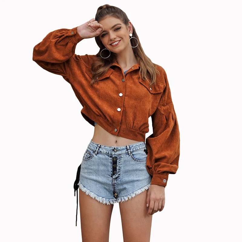 Модная женская куртка Вельветовая стеганая универсальная короткая повседневная