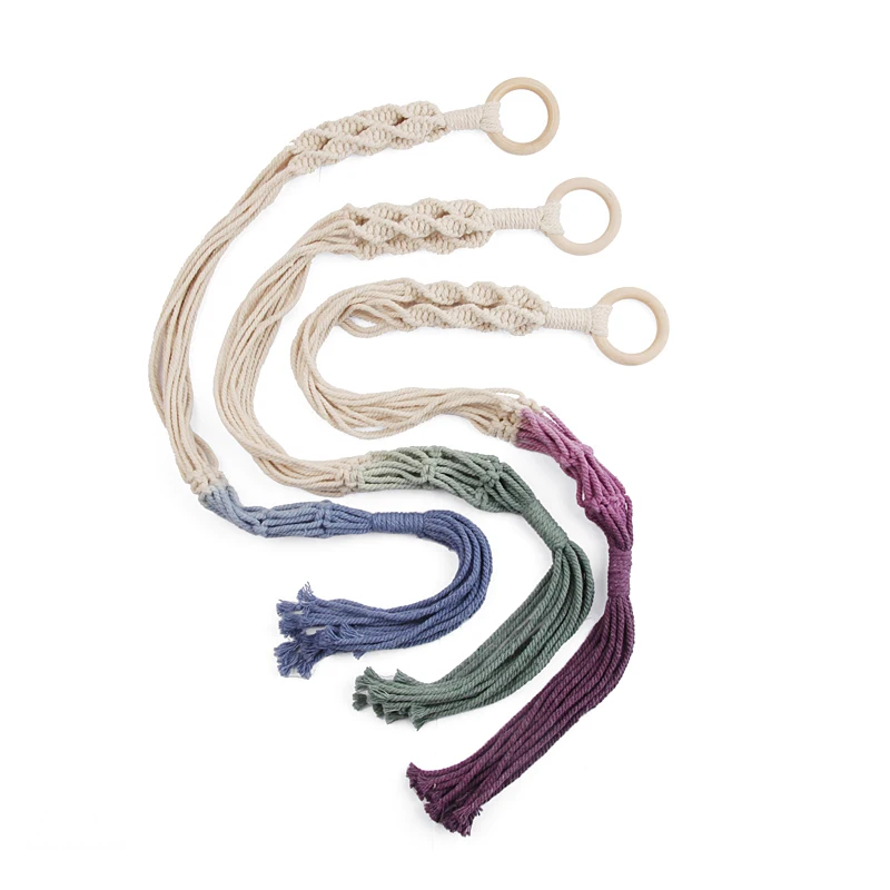 75 см макраме настенное висячее растение подвеска винтажная хлопково-леняная корзина для цветочного горшка, веревка для подъема держатель садового украшения дома.