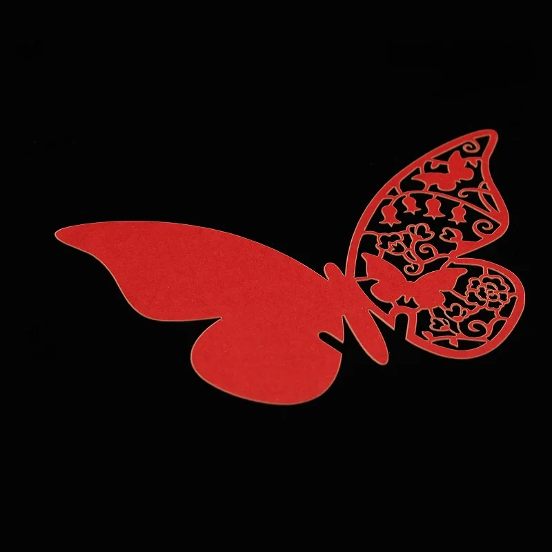 red 50 шт./компл. оптовые поставки Свадебные Бабочка карточка с именем и местом для Свадебная вечеринка Настольный декоративный бокал для вина вечерние события - Цвет: red