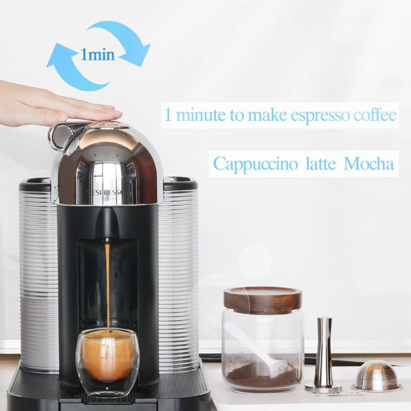 

Compatible With Vertuo Plus Stainless Steel Coffee Capsule Recycling Dome Filter 70ml Nespresso Shell Spoon With Brush