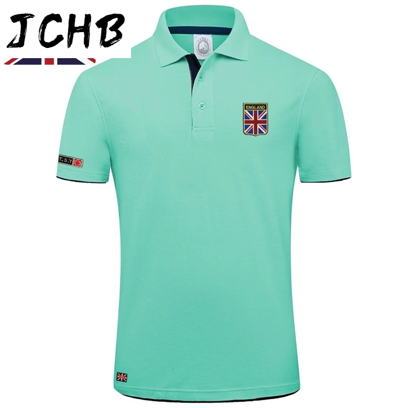 

Quality High JCHB Brand Summer Short Sleeve Polo Shirt Man Fashion Union Flag Embroidery Casual Men's Polo Shirts Cotton Tops