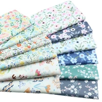 pastoral japanese style white gray blue green plum flowers floral leave dot 100 cotton twill fabric for cushion craft dress top