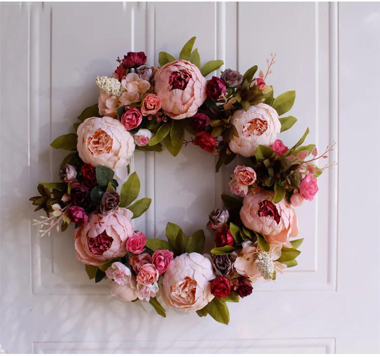 Пионы Искусственные цветы к Рождеству венок для двери Декор дома окна ЛИНТЕР