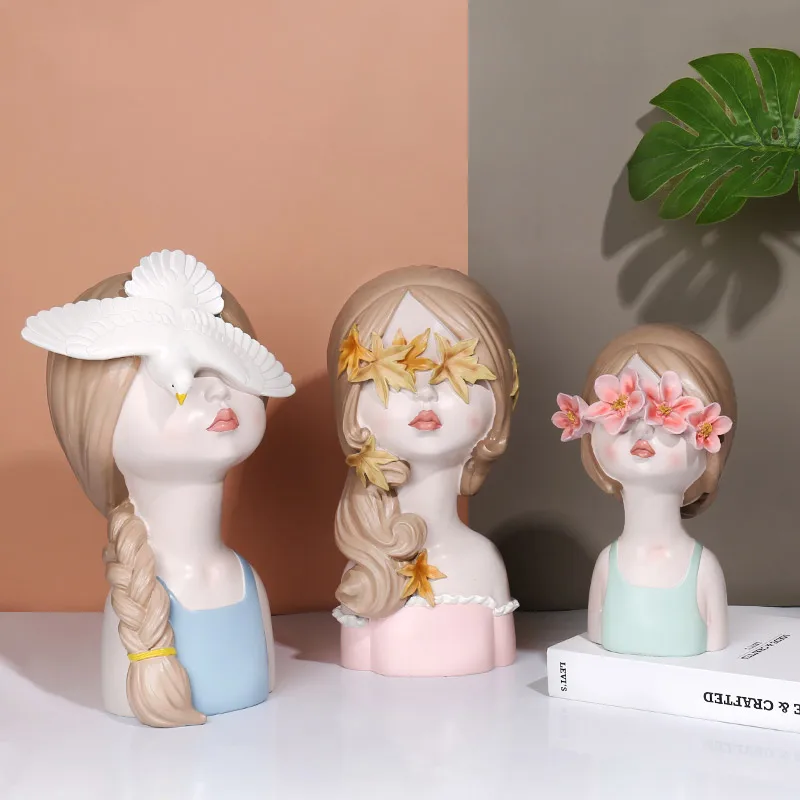 

Creative Carlo Girl Resin Sculpture Living Room Desktop Decoration Girl Princess Room Bedside Decoration Birthday Wedding Gift
