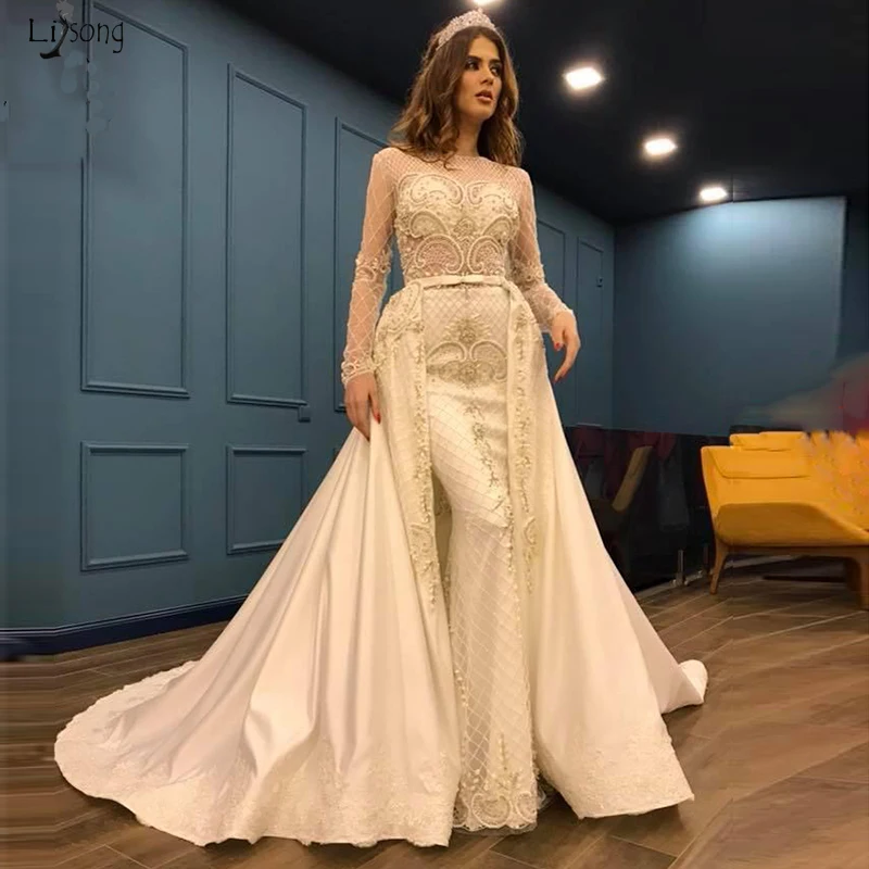 

Abendkleider, элегантное платье с длинными рукавами вечернее бальное платье в виде русалки с расширенным съемным подолом аппликацией длинное веч...