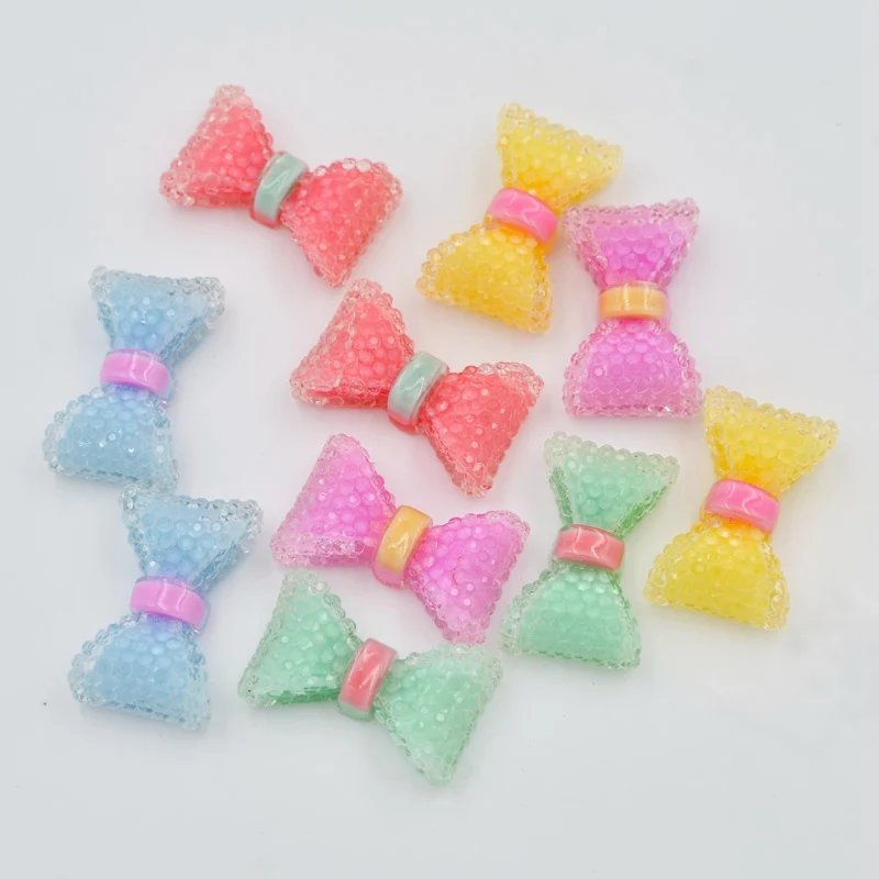 Смешанные кавайные цветные стразы карамельного цвета с бантиком плоским