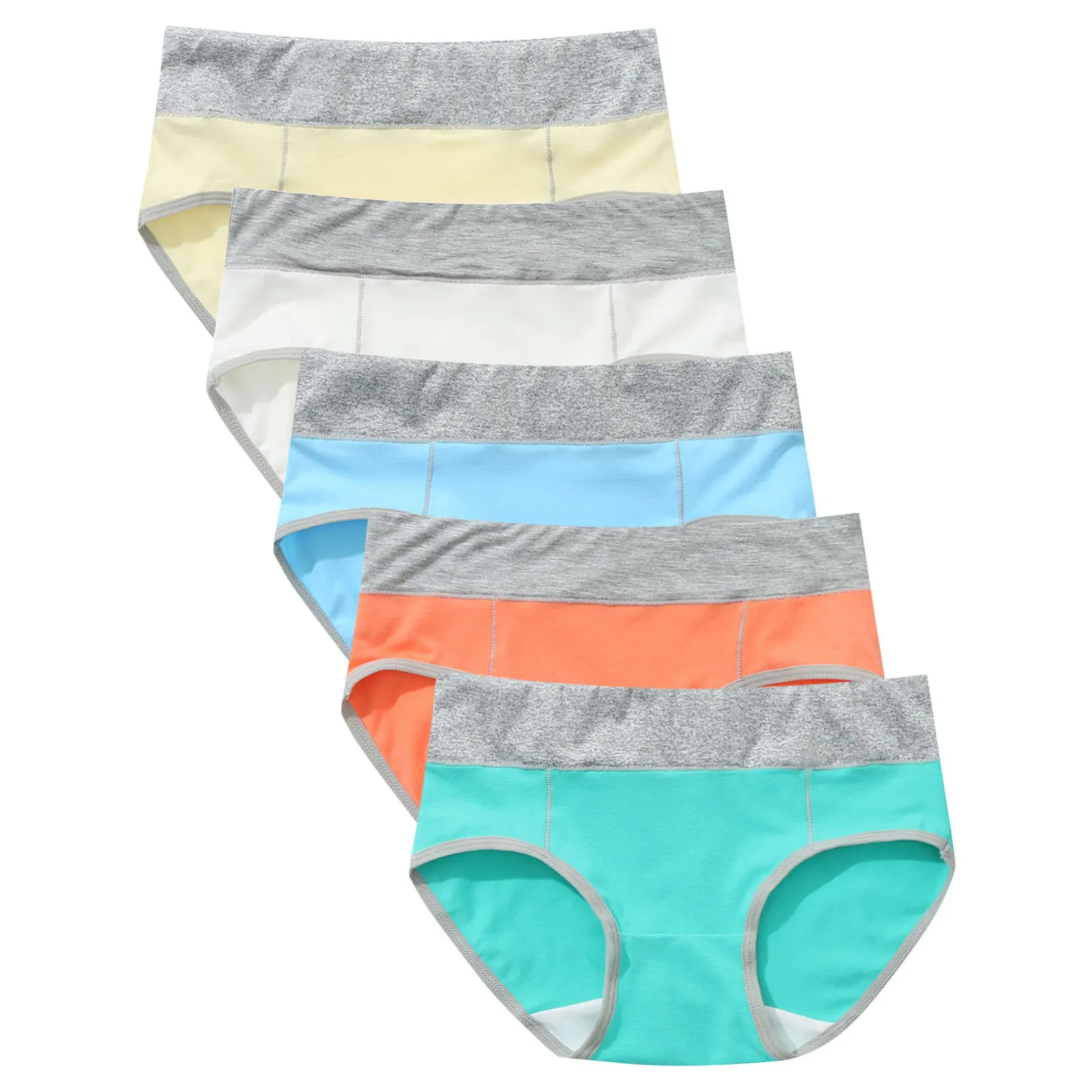 

5pc Women Patchwork Briefs Panties Underwear Knickers Bikini Underpants Lingerie Sexy Winter Waist