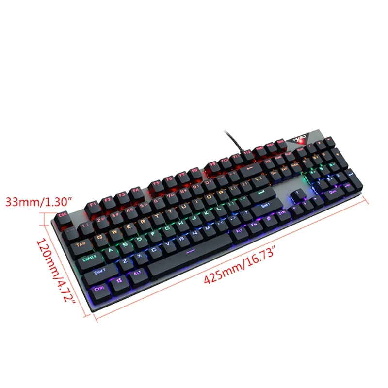 

104 Keys RGB LED Backlight Keyboard Ergonomic Design for Home Office Computer
