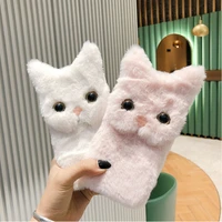 cute cat ears plush fur shockproof phone case for oppo f19 f17 pro a52 a72 a92 a54 a93 a3s a12e tpu soft cover for oppo reno 5 4