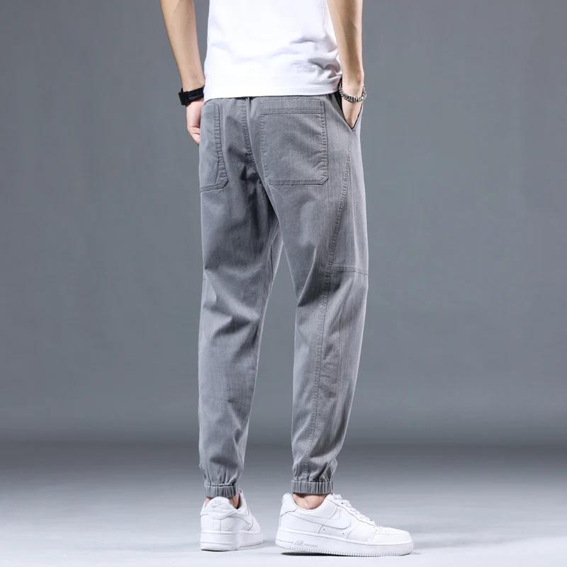 

Four Seasons New Trend Men's Brand Jeans Casual Stretch Slim-Fit Jeans Gray Pants Male Harem Pants Nine-Point Pants Loose Youth