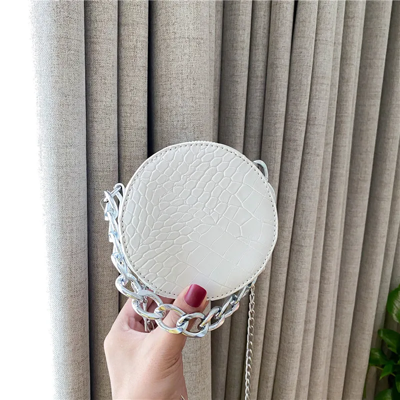

Bags for women 2020 new luxury handbags fashion white ladies crossbody shoulder purse designer mini crocodile leather round bag