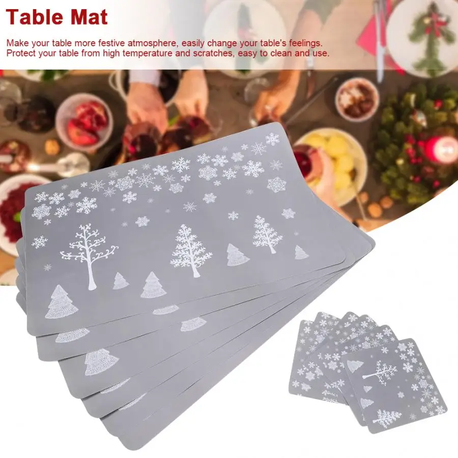 Коврик для стола 12 шт. подставка под кружку напитков с рождественским принтом