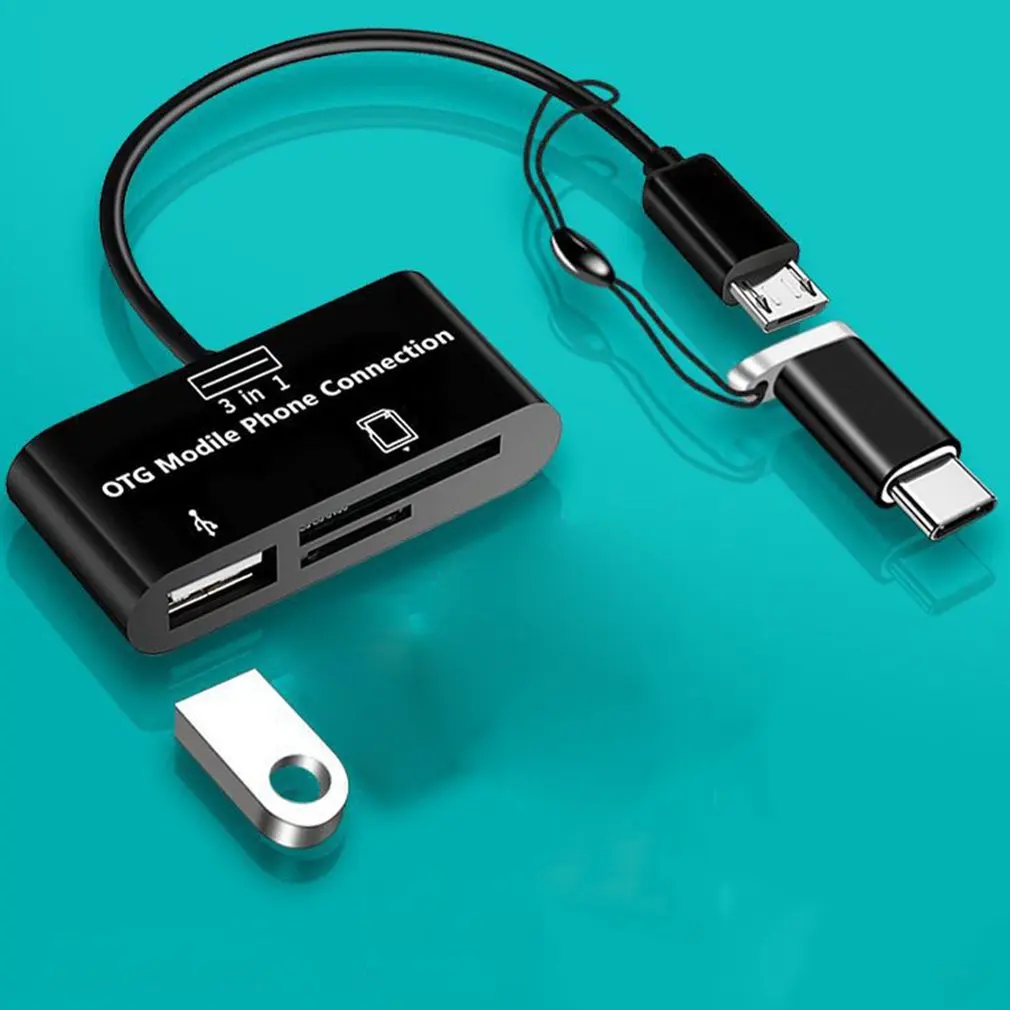 

OTG адаптер Универсальный Type-c Micro 3 в 1 USB карта памяти TF мобильный телефон OTG кардридер хост-адаптер кардридер Прямая поставка