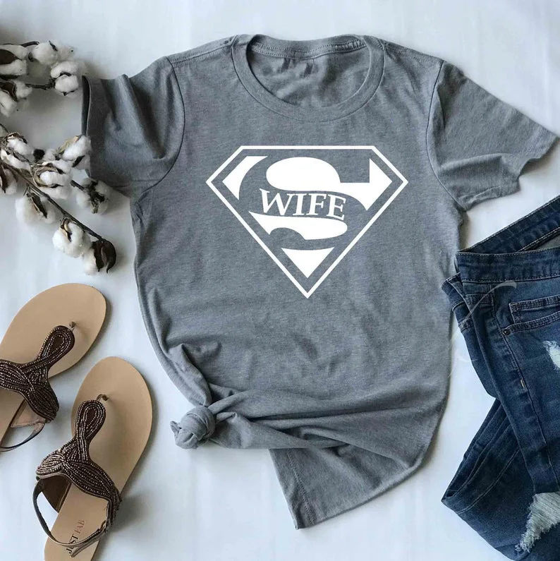 Милая футболка для супер жены женская мода гранж Tumblr графический смешной