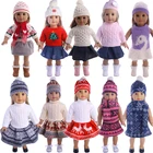 Кукольная одежда 3 шт.компл. футболкаголовной убор + вязаный свитер + юбка костюм для девочек 18 дюймов American  43 см для ухода за ребенком для мам Reborn Baby Новый кукла-младенец, девочки игрушка сделай сам