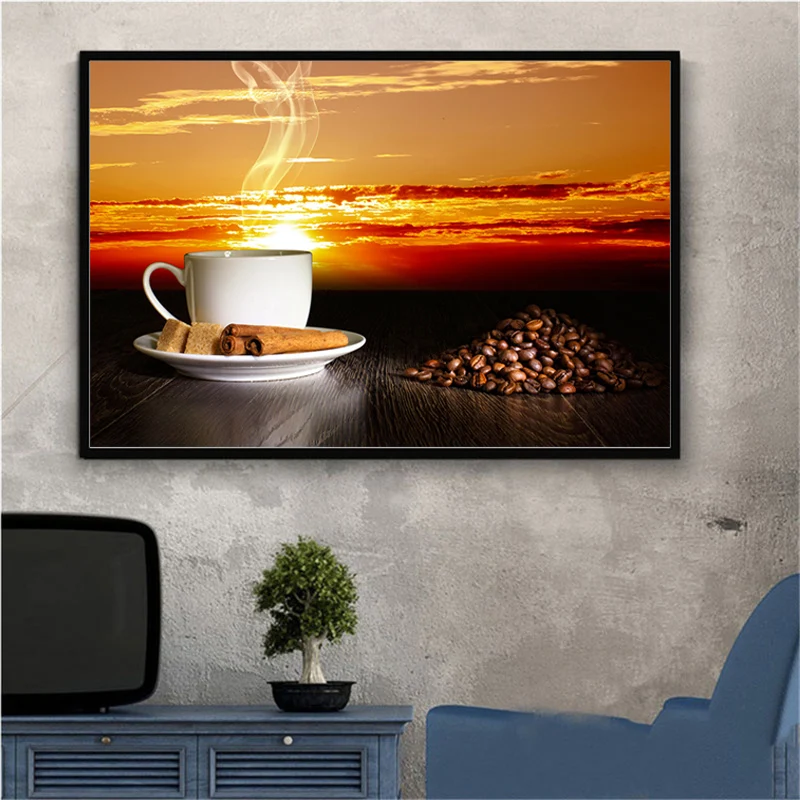 

HD Print Nordic Style Coffee Cups Canvas Painting Retro Posters and Prints Wall Art Pictures for Living Room Home Cuadros Decor