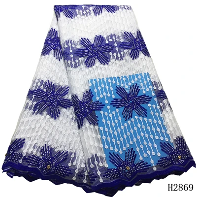 white and blue Африканская кружевная ткань Высокое качество кружево с вышитое кружево в нигерийском стиле ткань для женщин синяя фиолетовая французская Сетка кружевная ткань - Цвет: white and blue