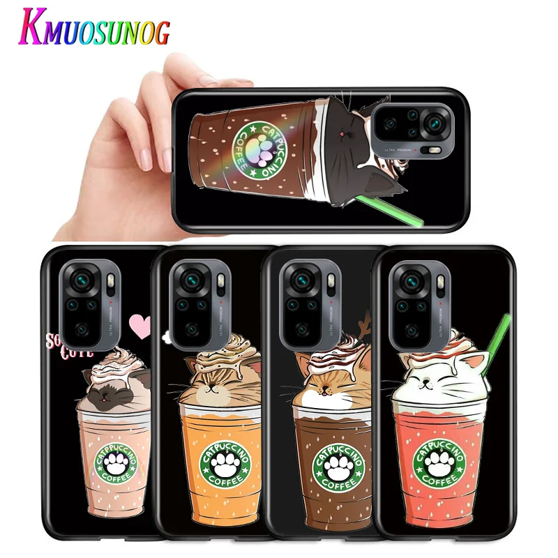 

Cute Cat With Coffee Shockproof Cover For Xiaomi Redmi K40 K30i K30T K30S K30 K20 10X Ultra Pro Black Soft Phone Case