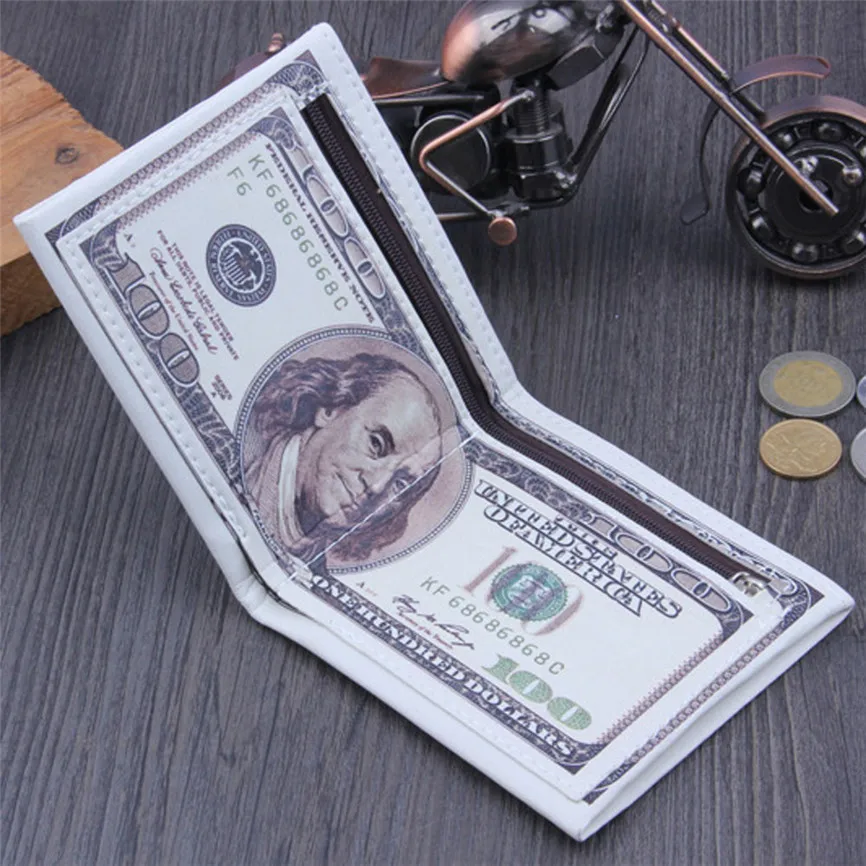 Мужской кошелек для купюр в долларах США коричневый кожаный двойные кредитные