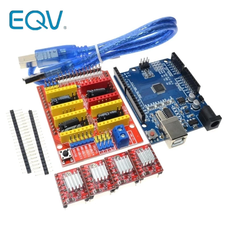 cnc shield v3 engraving machine 3D Printer+ 4pcs A4988 driver expansion board for Arduino UNO R3 with USB cable