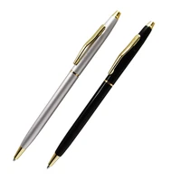 1 pcs silver or black optional stainless steel rod rotating metal ballpoint pen blue refill exquisite signature gift pen