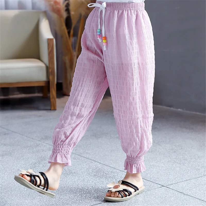 

Baby Girls Boys Sports Pants Trousers Summer Solid Color Anti-Mosquito Pants Spring Cotton Children Casual Trousers