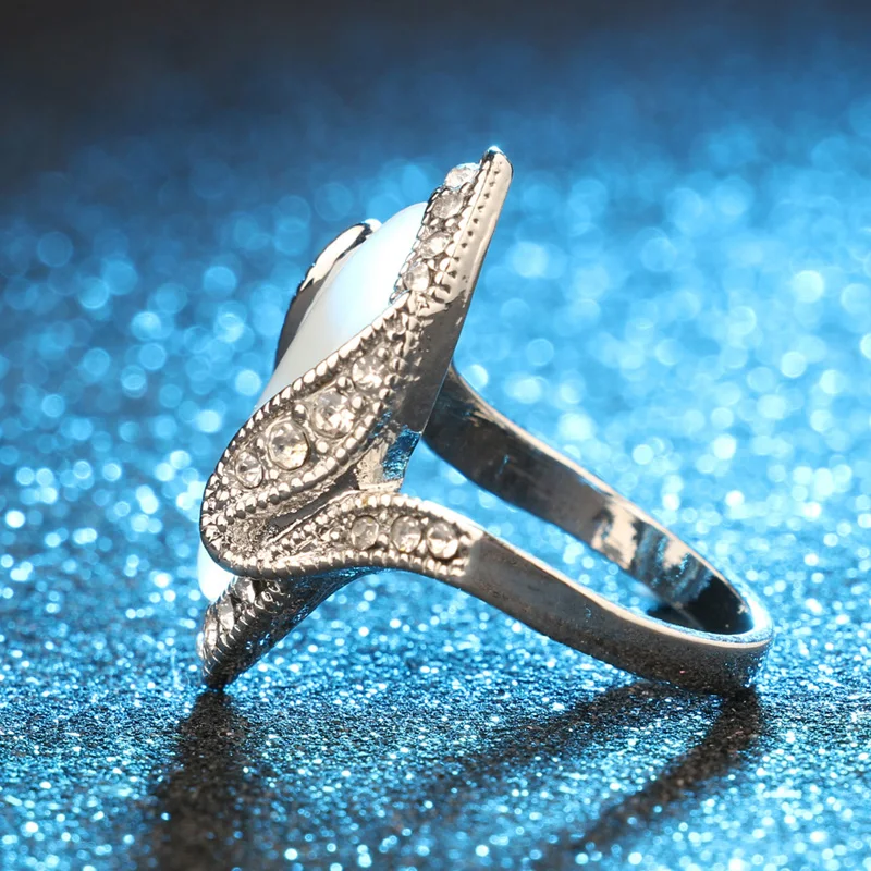 Роскошное модное большое овальное Опаловое кольцо винтажные кольца из