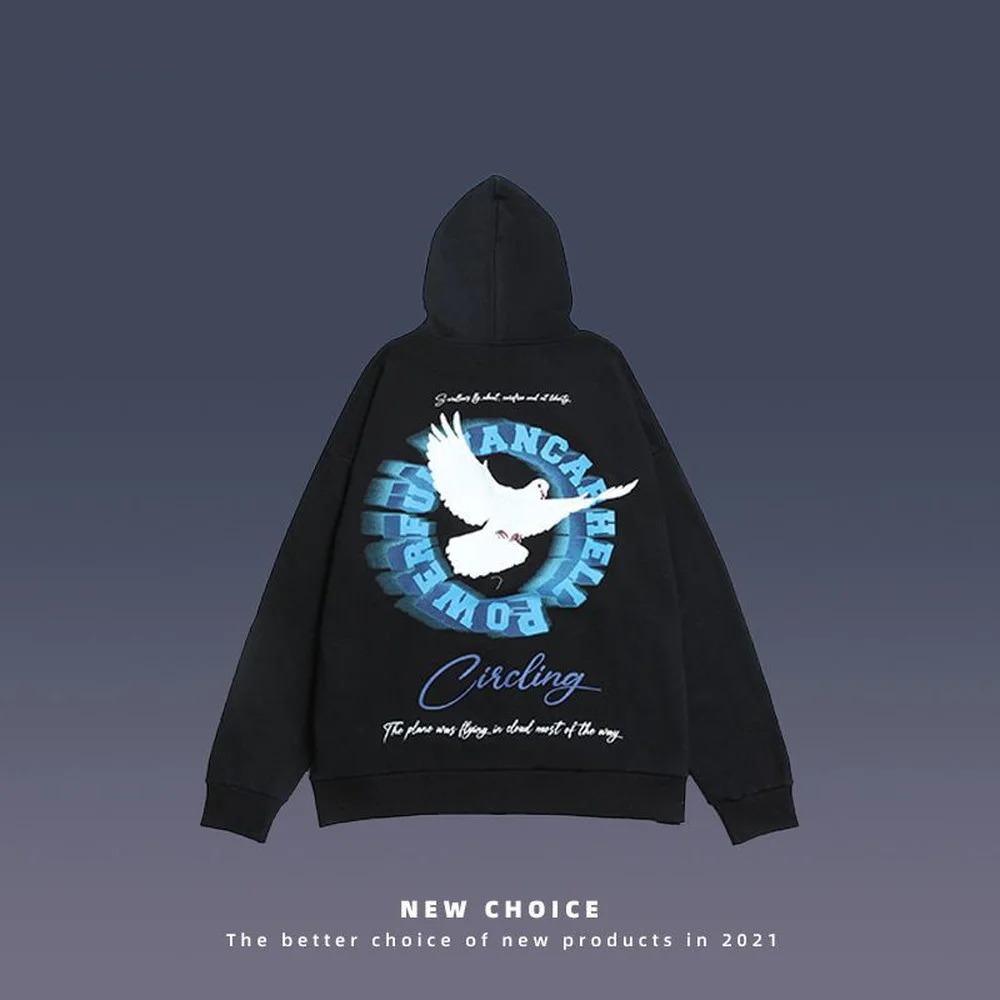 

Белая толстовка с капюшоном и вышивкой в виде американских букв, Мужской пуловер с длинным рукавом, трендовый Свободный Повседневный пулов...