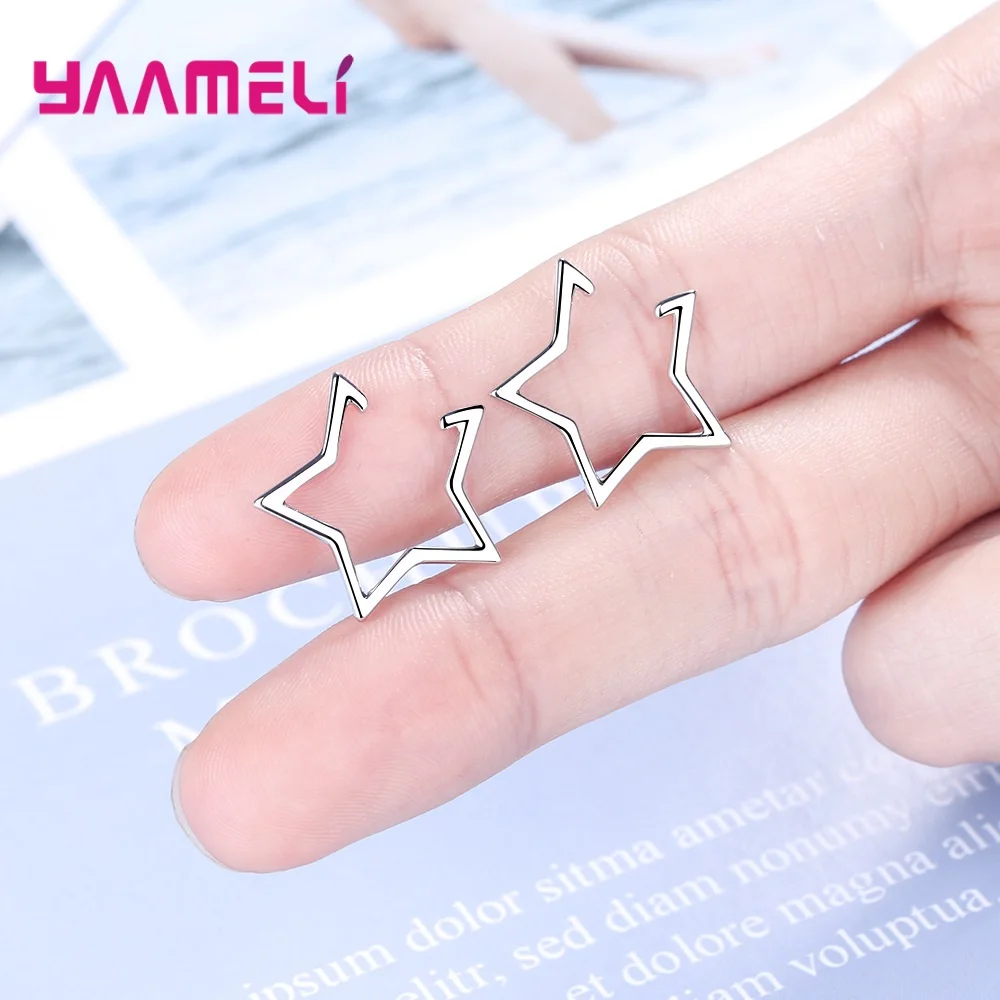 

Simple 925 Sterling Silver Jewelry Metal Texture Original Star Women Men Clip Earrings High End Smooth Brincos Cuff Earring