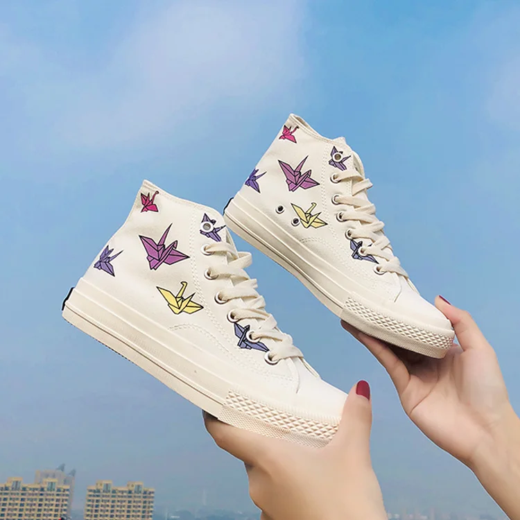 Разноцветные парусиновые туфли Зимняя Новая повседневная женская обувь