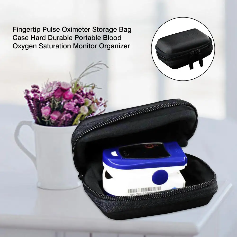 

Black Hard EVA Travel Oximeter Protecive Case Bag Portable Zipper Carry Pouch Box For Fingertip Pulse OximeterHealth Care Tool