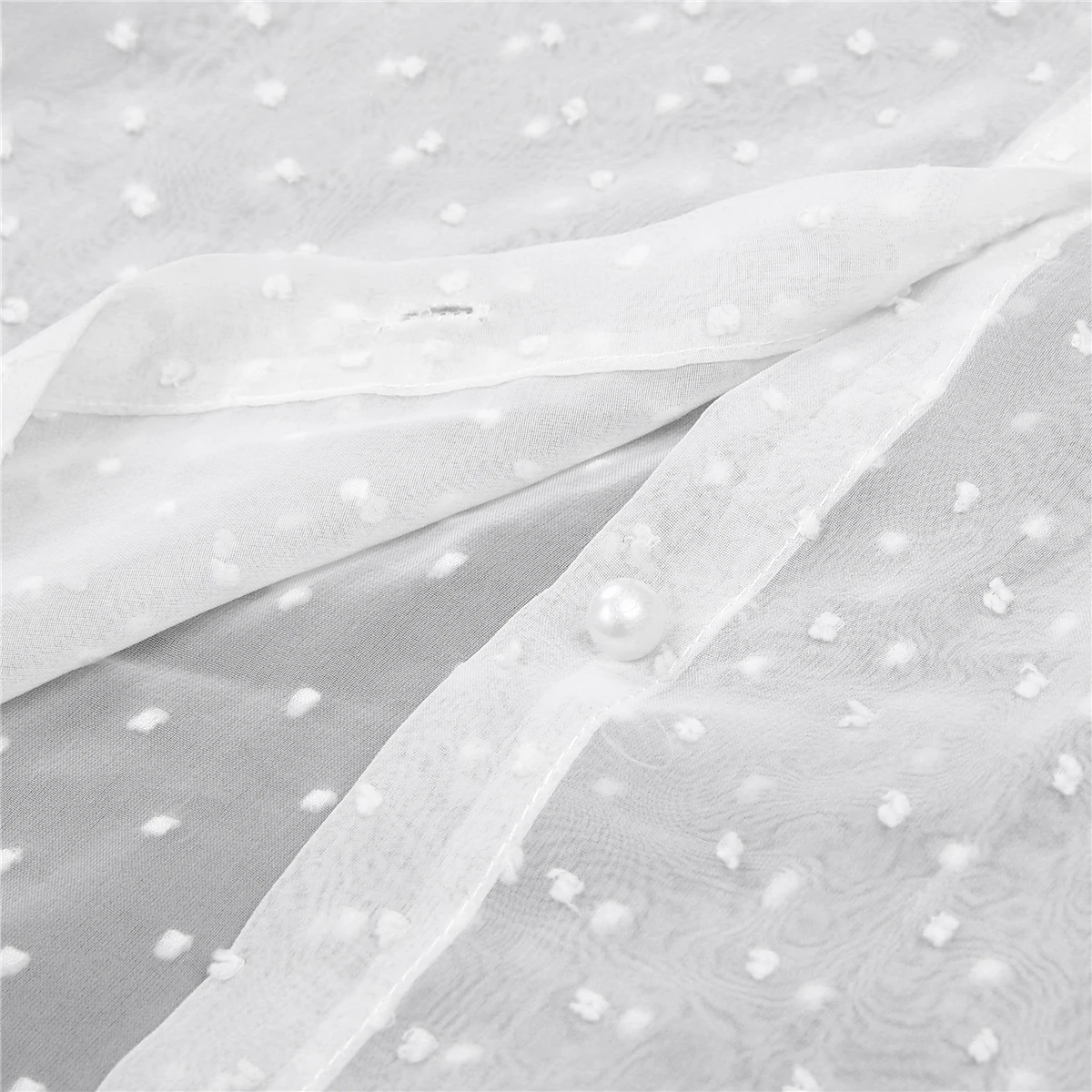 

2020 Women Modis Transparent Chiffon Blouse Winter Autumn Clothes Mesh Sheer Long Sleeve White Dots Femme Top Ladies Blouse