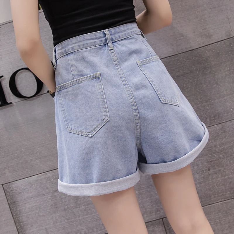 2020 летние женские джинсовые шорты с высокой талией повседневные свободные