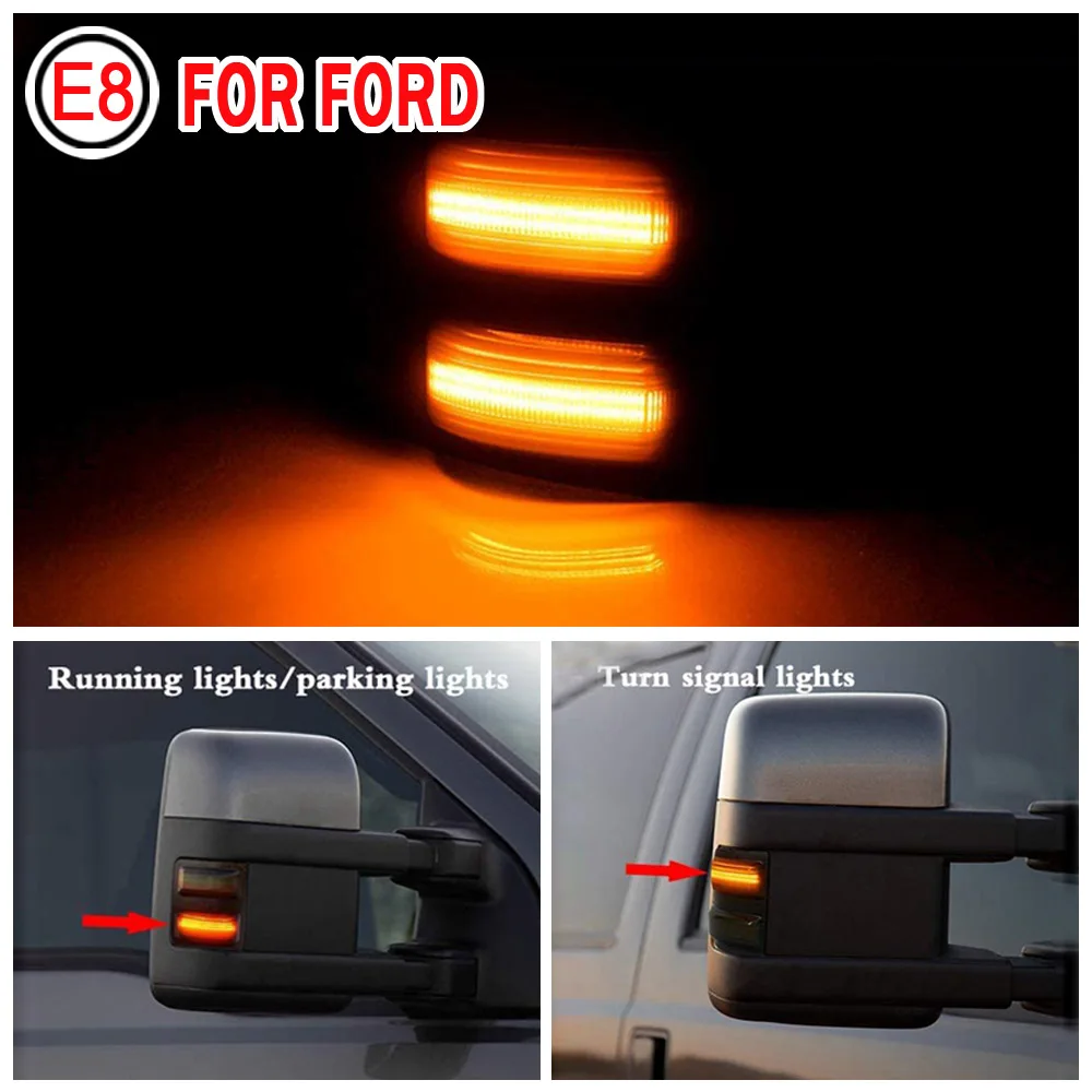 

2pcs LED Dynamic Turn Signal Side Mirror Blinker Indicator Sequential Light For Ford F250 F350 F450 F550 2008-2016