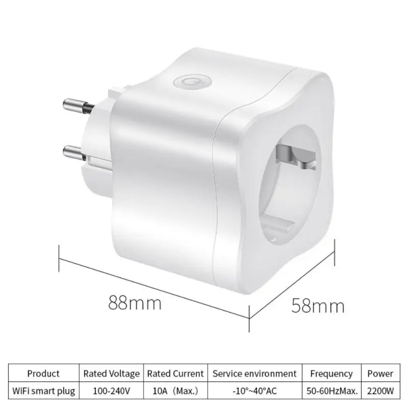 

10A WiFi Smart Plug EU Adaptor Wireless Remote Voice Control Power Energy Monitor Outlet Timer Socket for Alexa Google Home