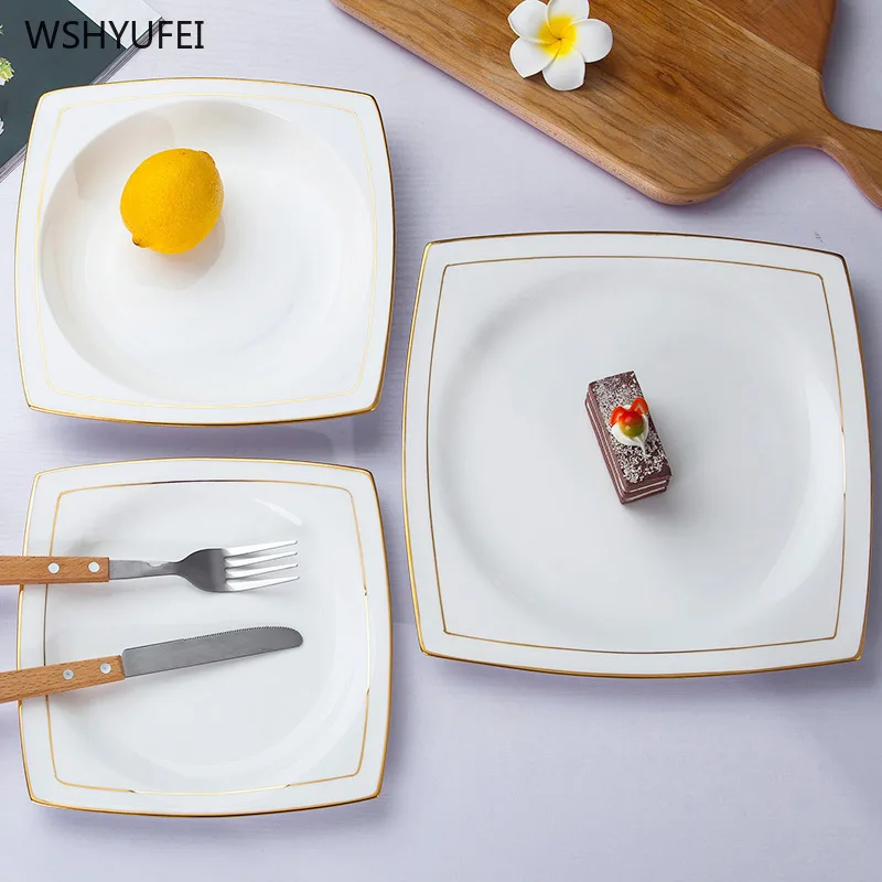 

Сервировочная тарелка с золотыми костями, 1 шт., фарфоровая тарелка, диск для торта, диск для стейка, кухонная доска для свадьбы, праздника, ку...