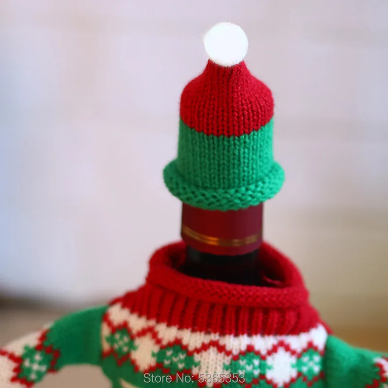 Рождественские Вязаные чехлы для бутылок и свитеров рождественские Новогодние