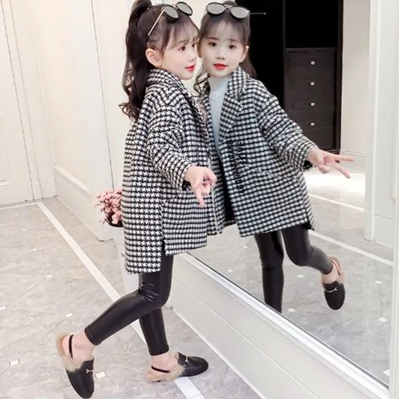 

Autumn Winter Teenage Girls Outwear Thicken Warm Coats For Girls Woolen Coat Children Outerwear For kids Girl Clothes 3-13T