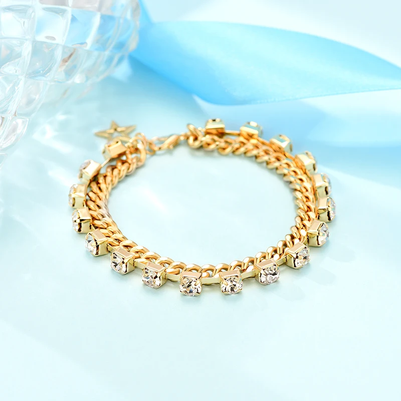 5 мм медный Роло цепи Звездный браслет с AAA кубического циркония теннисные