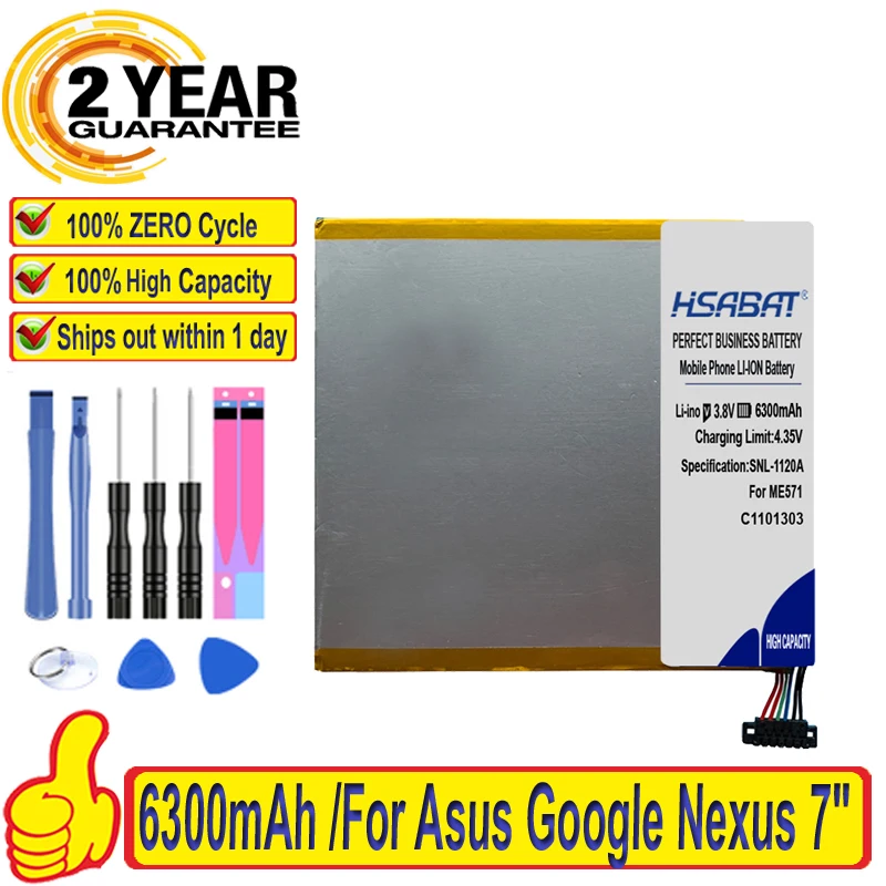 Топ-бренд 100% Новинка 6300 мАч C11P1303 Аккумулятор для Asus Google Nexus 7 &quot7 II 2 2nd Gen 2013 ME571 ME57K