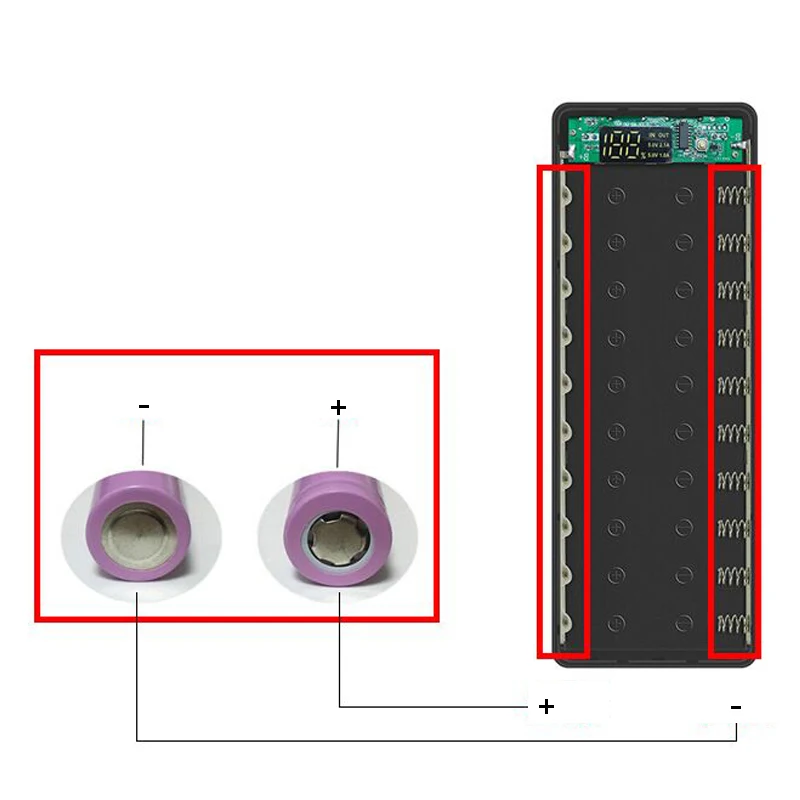 Двойной USB 10*18650 чехол для внешнего аккумулятора быстрое зарядное устройство