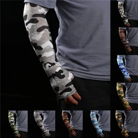 men cycling camo arm sleeves quick dry 3d tattoo uv protection breathable running sleeves arm warmers basketball protective