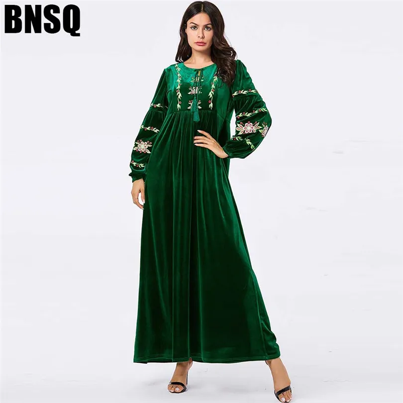 Бархатное длинное мусульманское платье-хиджаб в турецком стиле платье арабские
