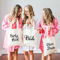 fashion shopping bag bridal bachelorette party team bride wedding gift canvas tote shoulder bags reusable eco bag casual shopper
