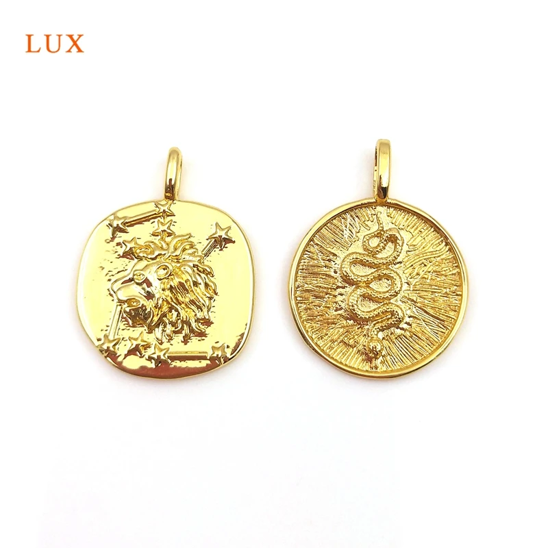 

5pcs Lion Head Pendant for Women Necklace Coin Charm Lion King Medallion Snake Charm Pendant Dainty Gold Animal Pendant Jewelry
