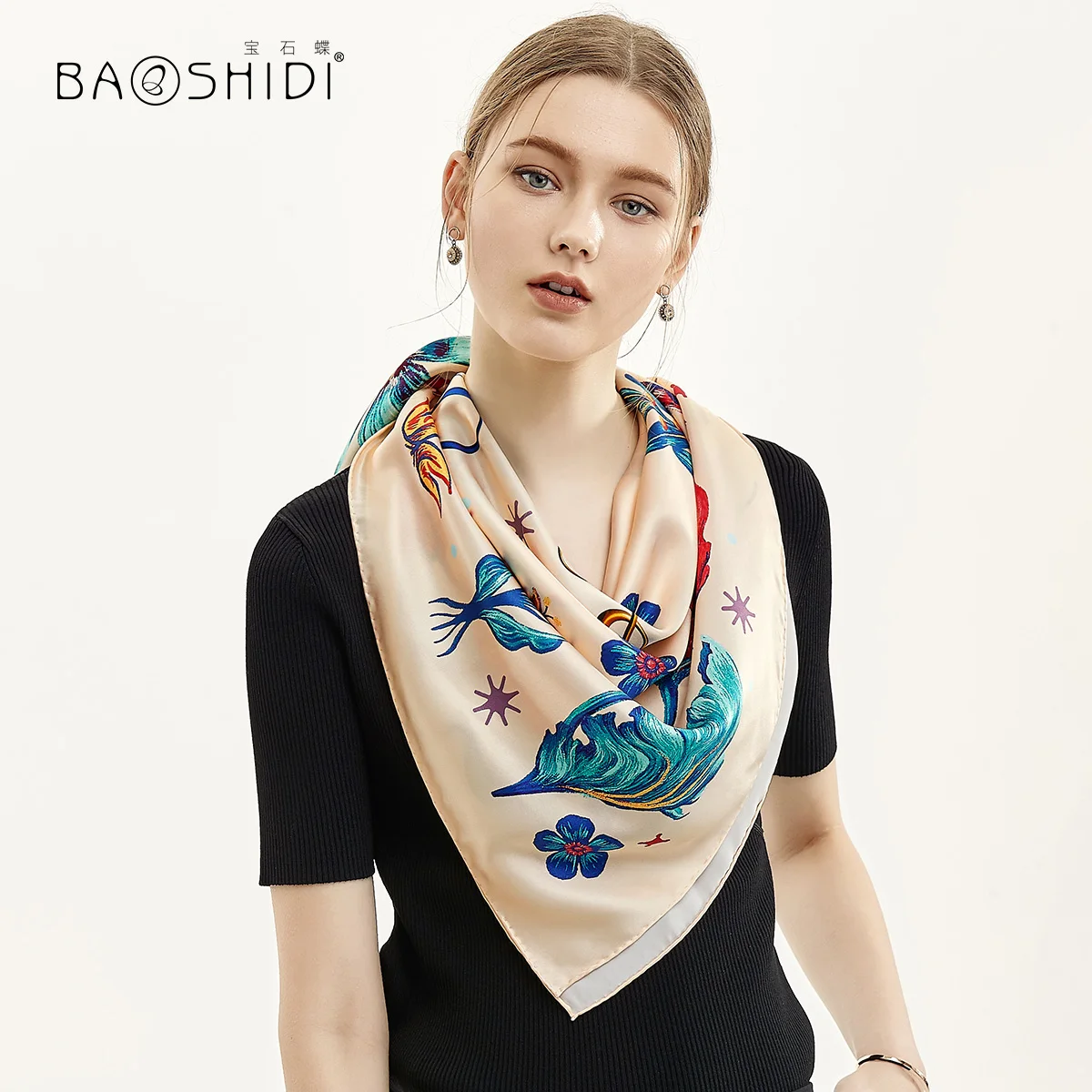 

★Pearl butterfly autumn silk scarf mulberry silk scarf Hangzhou silk scarf / wonderful garden