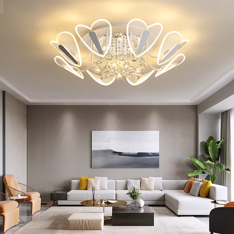 Modern heart-shaped crystal LED ceiling light living room decor lighting master bedroom dining lamp | Лампы и освещение