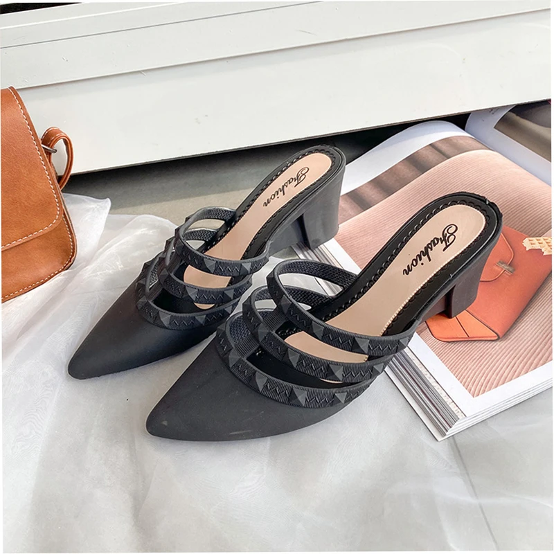 

New Wedge Half Slippers Women Fashion Willow Nail High-Heel Sandals Sandals And Slippers Women Summer Sumer Shoes Women Sandals